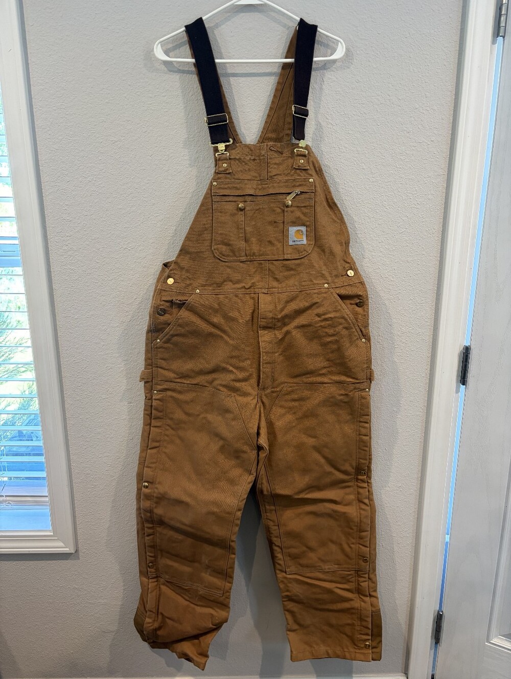 Carhartt Mens Classic 100% Cotton Tan Camel Canvas Overall Bibs Size 40 X 32